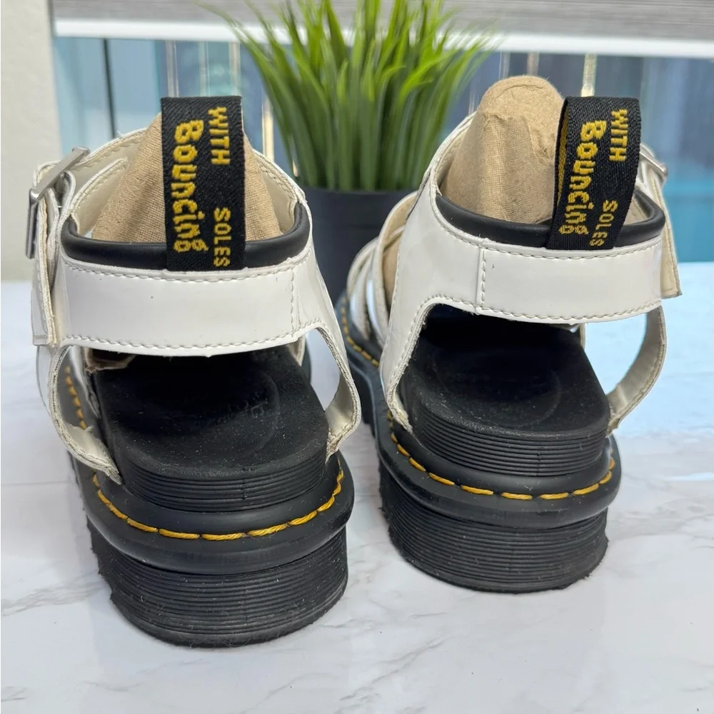 Dr. Martens Blaire White Patent Leather Gladiator Sandals Size‎ 7 US Chunky